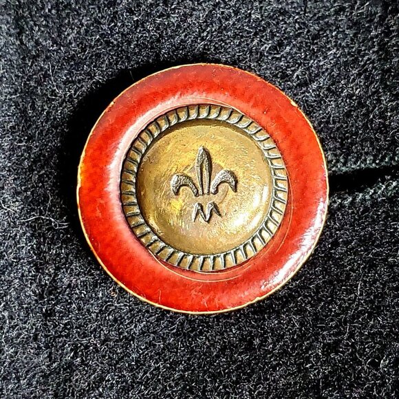 Mario Valente Mens Black Wool & Cashmere Coat Size 44 Fleur-de-lis Buttons Italy - Picture 6 of 14